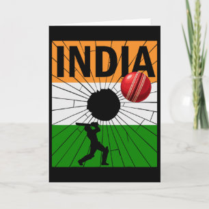 Tarjeta Cricket de India con pincelada de la bandera india