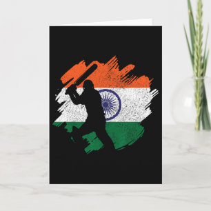Tarjeta Cricket India Bandera Vintage India