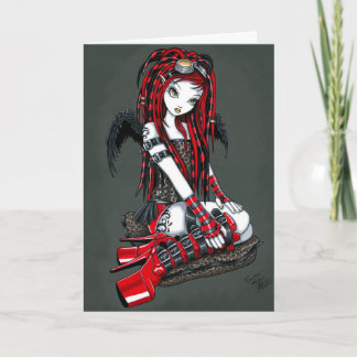 Tarjeta "Crimson" roja de ángel de Gótico cibernét