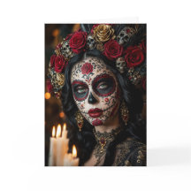 Crimson Rose Calavera – Elegante Día de Muertos