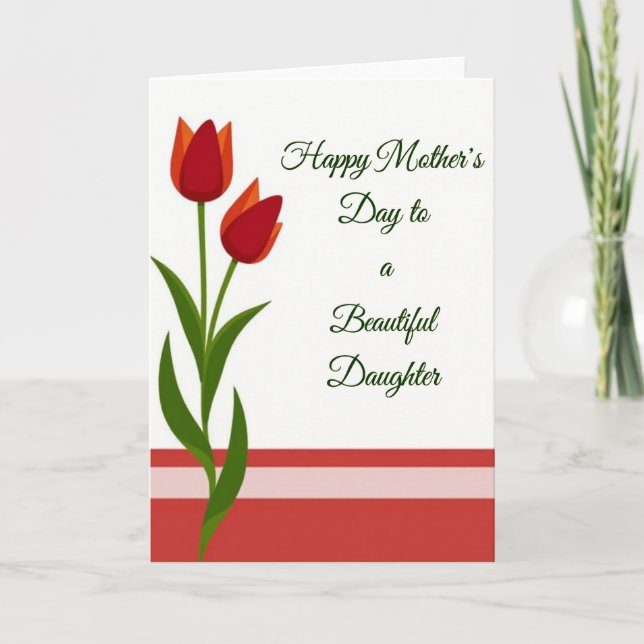 Tarjeta Crimson Tulip Moms Day Card (Anverso)