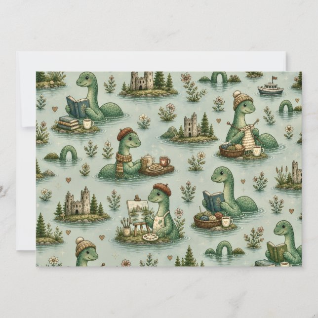 Tarjeta Criptídeos Acogedores Nessie Monstruo del Lago Nes (Anverso)