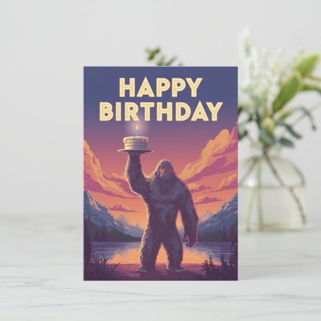 Tarjeta Criptozoología de cumpleaños de BigFoot Gracia de  (Anverso de pie)