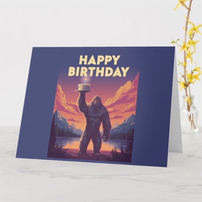 Tarjeta Criptozoología de cumpleaños de BigFoot Gracia de  (flor amarilla)