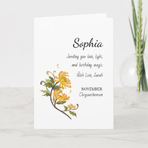 Tarjeta Crisantemo de noviembre Cumpleaños Personalizado