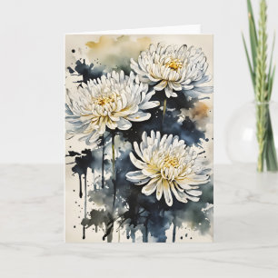 Tarjeta Crisantemo - Flores de acuarela