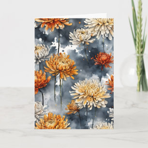 Tarjeta Crisantemo - Flores de acuarela
