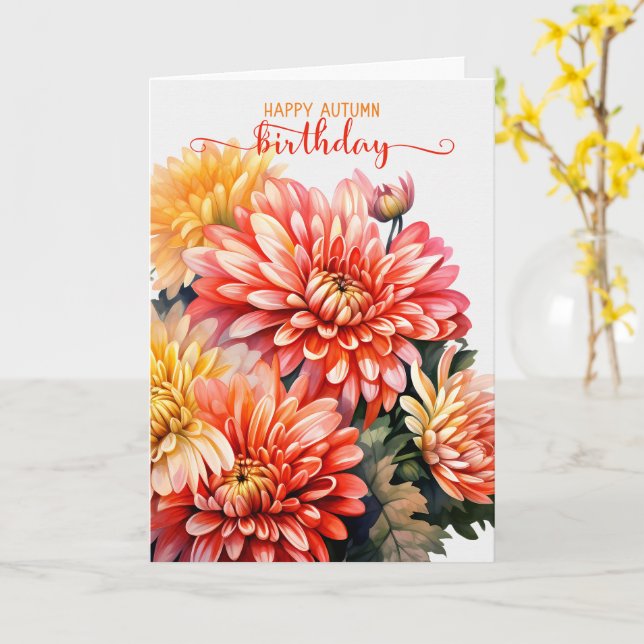 Tarjeta Crisantemo para el cumpleaños de la temporada de o (flor amarilla)