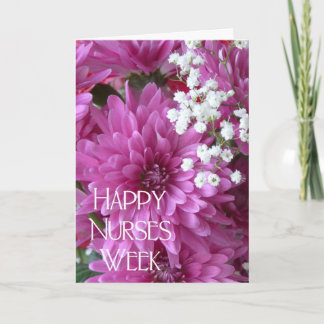 Tarjeta Crisantemo rosa de la Semana de Enfermeras Felices
