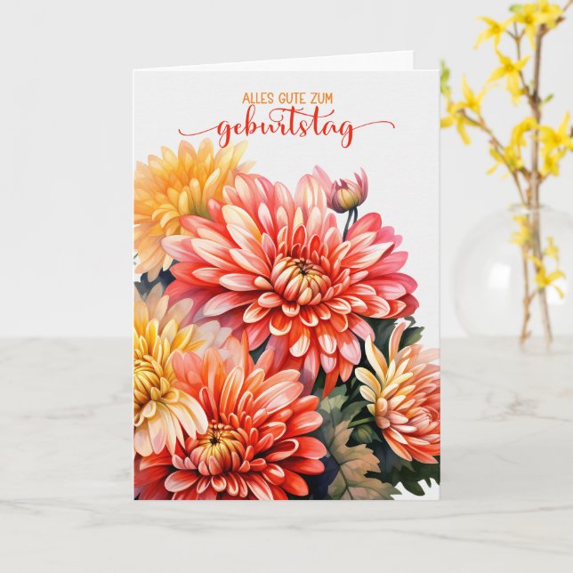 Tarjeta Crisantemos alemanes para el cumpleaños de noviemb (flor amarilla)