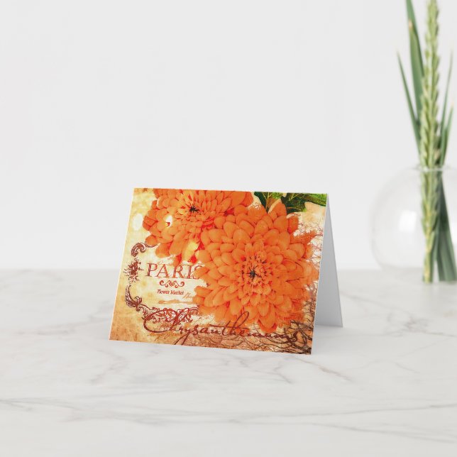 Tarjeta crisantemos de otoño vintage (Anverso)