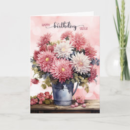Tarjeta Crisantemos rosados de cumpleaños de noviembre de 