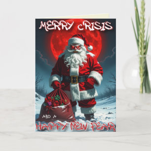 Tarjeta Crisis alegre y feliz Navidad de nuevos miedos
