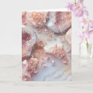 Tarjeta Cristal de Cuarzo Rosa | Piedra Rosa del Amor Tarj