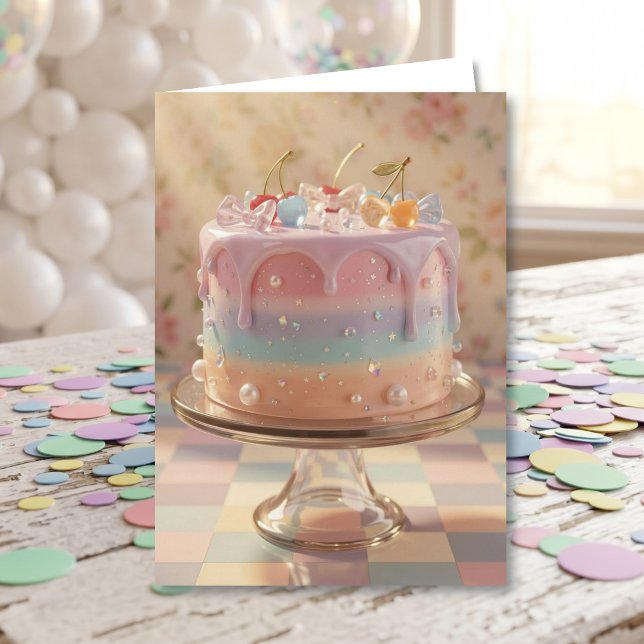 Tarjeta Cristal Pastel Estética Comida Arcoíris Cumpleaños (Subido por el creador)