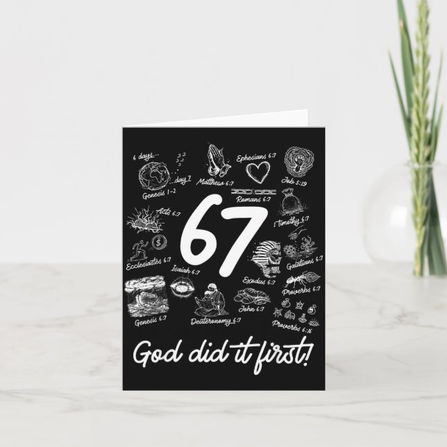 Tarjeta Cristian 6 7 Meme Seis Siete 67 Versículo Bíblico  (Anverso)