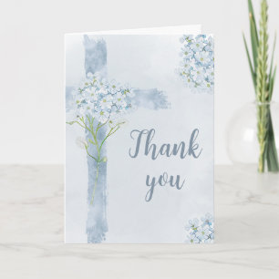 tarjeta cristiana de agradecimiento con cruz flora
