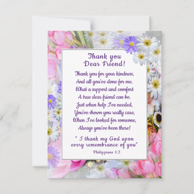 Tarjeta cristiana de agradecimiento por ramo de pr (Anverso)