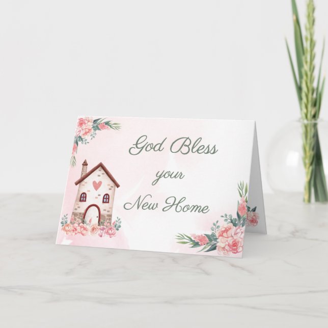 Tarjeta cristiana de bienvenida al nuevo hogar con (Anverso)