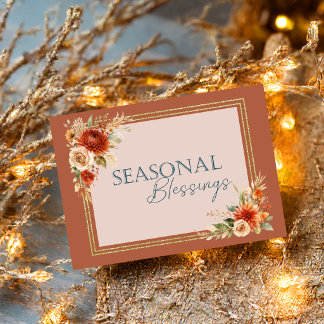 Tarjeta cristiana de flores de otoño con bendicion