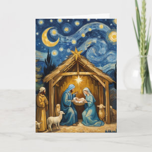 Tarjeta cristiana de Navidad del Nacimiento en Noc