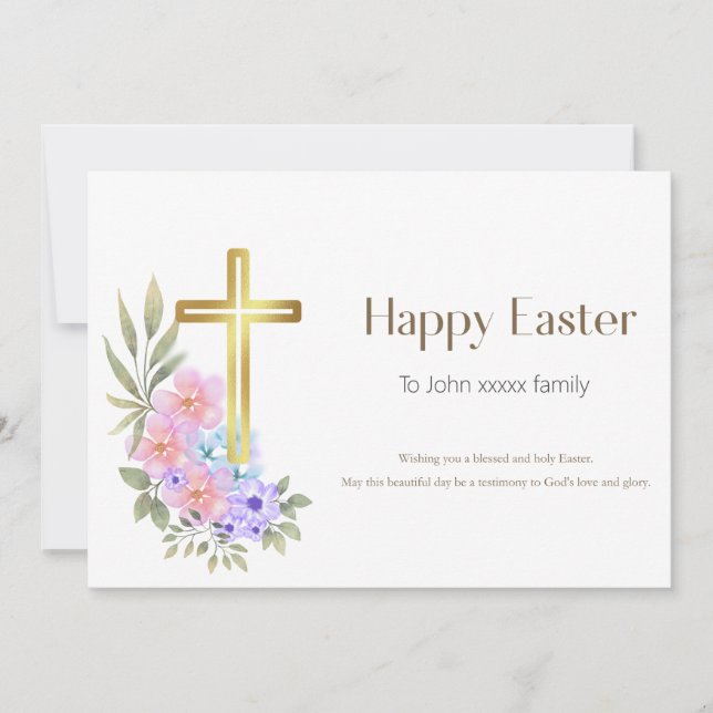 Tarjeta cristiana feliz de Pascua personalizada (Anverso)