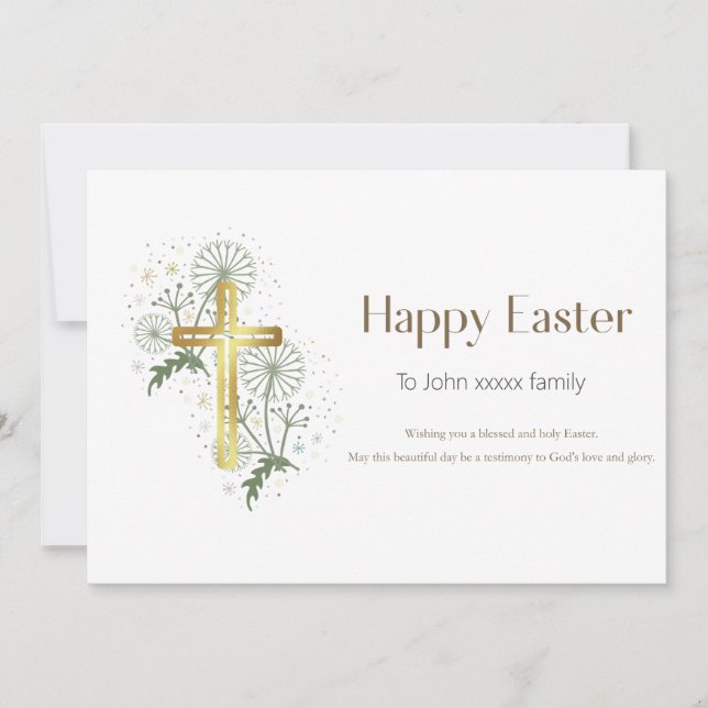 Tarjeta cristiana feliz de Pascua personalizada (Anverso)
