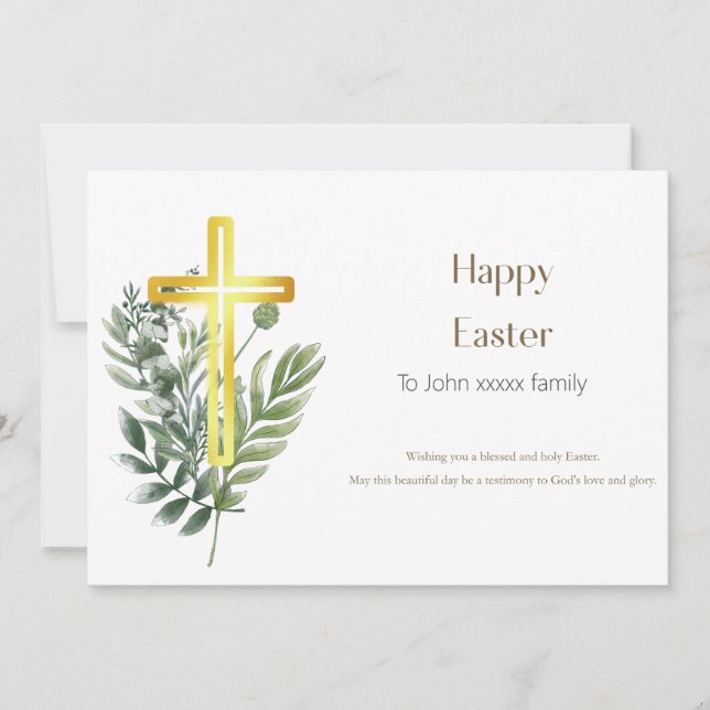 Tarjeta cristiana feliz de Pascua personalizada (Anverso)