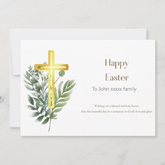 Tarjeta cristiana feliz de Pascua personalizada
