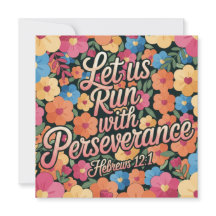 Tarjeta cristiana floral “Corramos con perseveranc