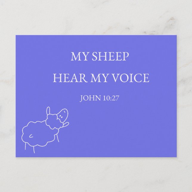 Tarjeta Cristiana Mi Oveja Escucha Mi Voz (Anverso)