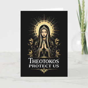 Tarjeta Cristianismo Ortodoxo Santa María Theotokos Protég