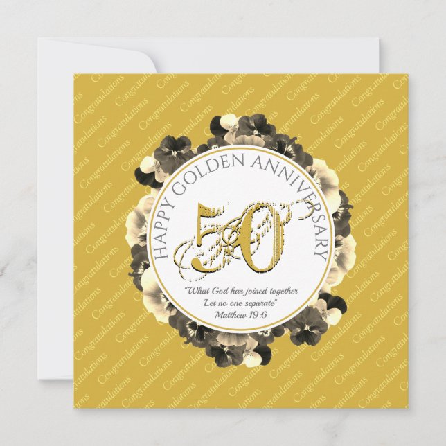 Tarjeta cristiano | 50.º Aniversario del Boda GOLDEN (Anverso)