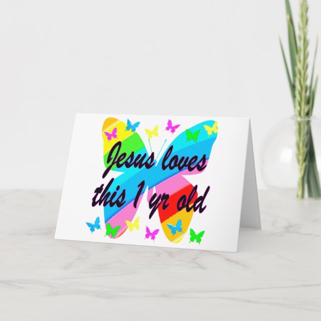 TARJETA CRISTIANO DE 1 AÑO DE ANTIGUO DISEÑO DE CUMPLEAÑOS (Anverso)