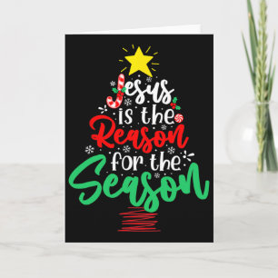 Tarjeta Cristiano Jesús Es La Razón Navidad Xmas Árbol