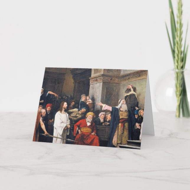 Tarjeta Cristo Antes Del Pilato 1880 Por Mihaly Munkacsy (Anverso)