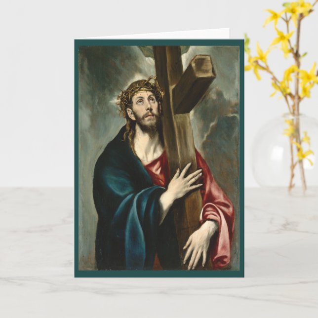 Tarjeta Cristo cargando la cruz, El Greco (flor amarilla)