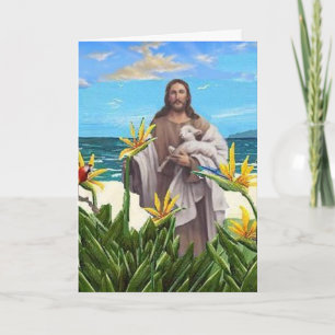 Tarjeta Cristo con pájaro del paraíso