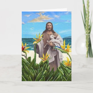 Tarjeta Cristo con pájaro del paraíso