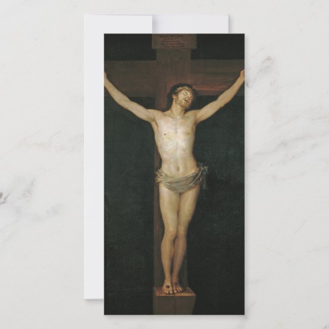 Tarjeta Cristo crucificado (Jesús en la Cruz) (por Goya) (Anverso)