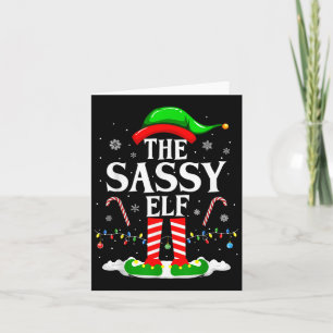 Tarjeta Cristo del grupo familiar gracioso Sy Elf Xmas