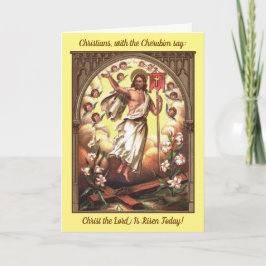 Tarjeta Cristo en medio de la brújula del auto de Pascua d