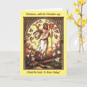 Tarjeta Cristo en medio de la brújula del auto de Pascua d