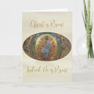Tarjeta Cristo ha resucitado Pantocrátor Ortodoxo Pascha P