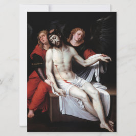 Tarjeta Cristo muerto apoyado por dos ángeles (Ribalta)