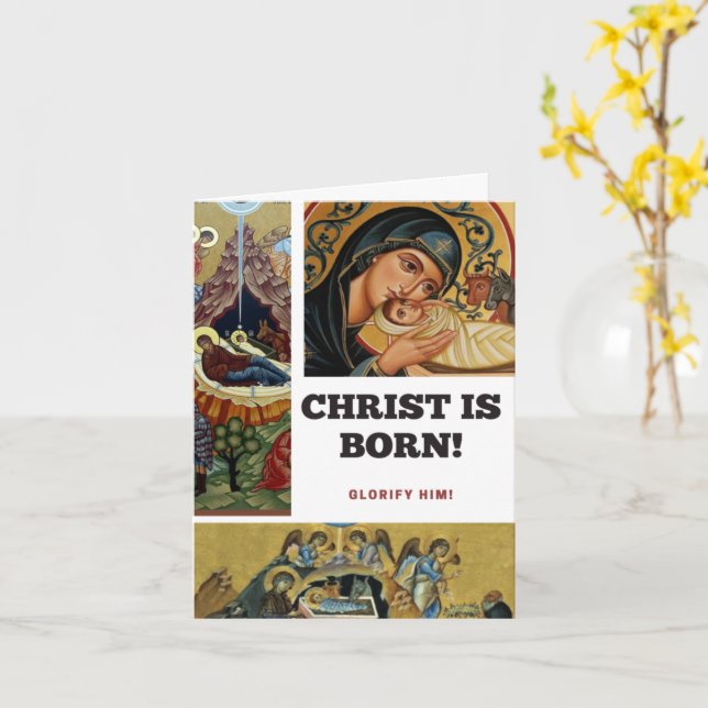 Tarjeta ¡Cristo nació! (flor amarilla)