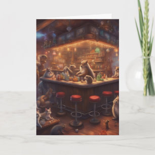 Tarjeta Critters Navidades fiesta en el cliente del bar