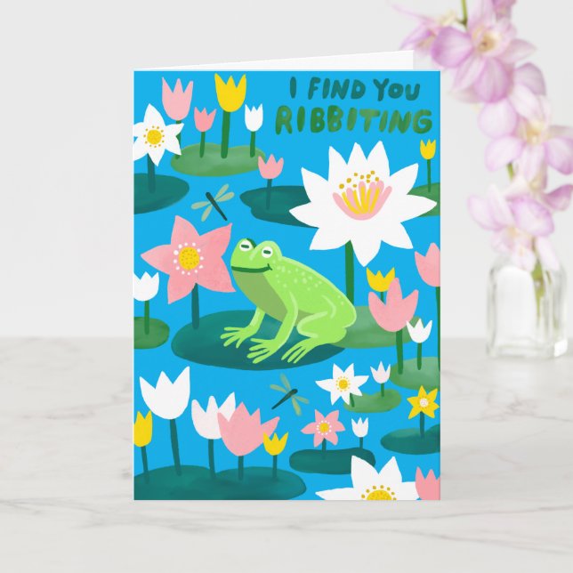Tarjeta CROACANTE Rana linda de San Valentín Caprichosa Di (Orquídea)