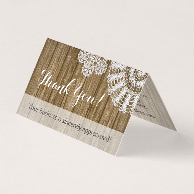 Tarjeta Crochet Doilies Rustic Wood Country Gracias Tarjet (Anverso)