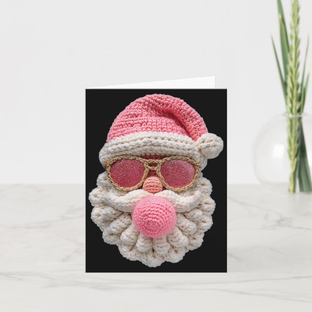 Tarjeta Crochet Santa Blowing Bubble Gum Christmas Girly K (Anverso)